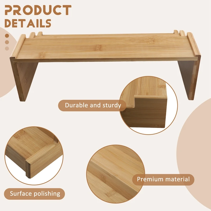 

3-Tier Non-Expandable Bamboo Spice Rack Step Shelf Cabinet Organizer