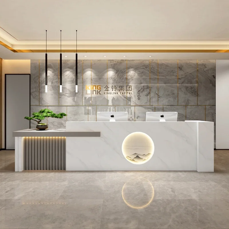 Reception Desk Modern Entrance Tables Luxury White Mobile Register Salon Office Desk Store Bancone Reception Luxury Furniture