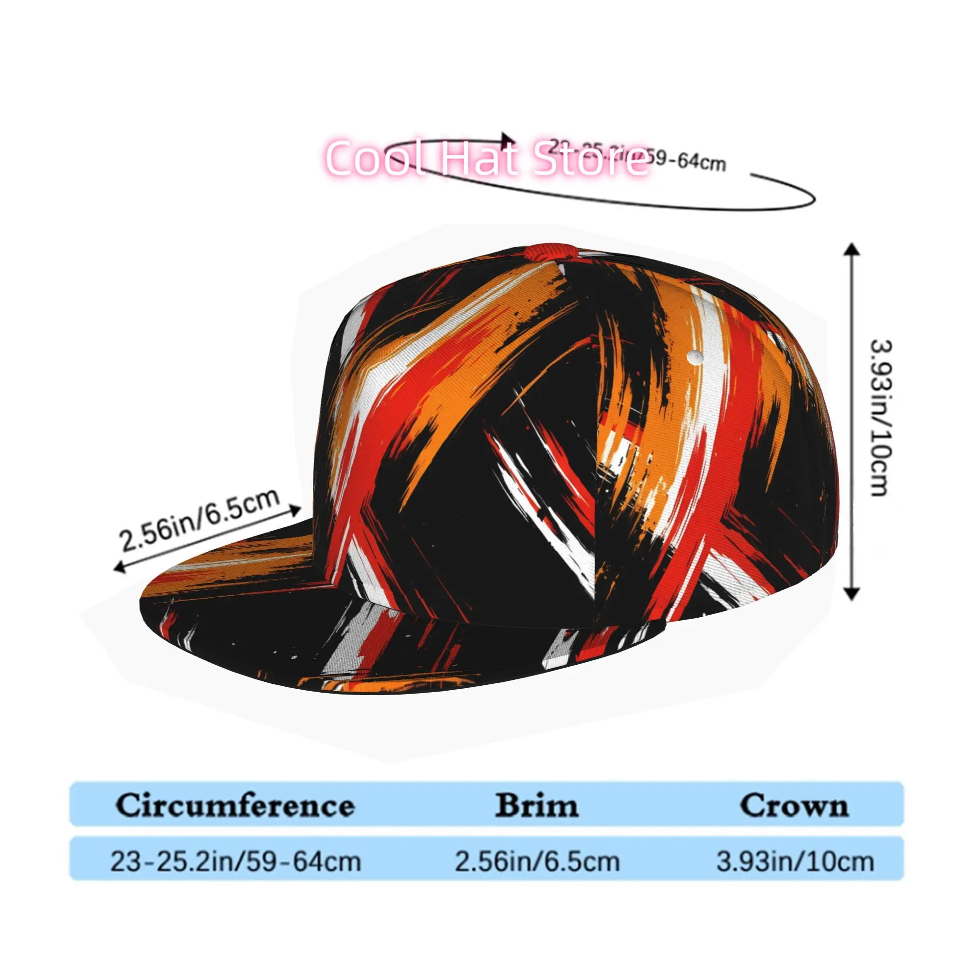 Men' & Women' Abstract Brushstroke Trucker Hat - Adjustable Snapback Cap with Flat Brim, Soft Streetwear Suitable for Skateboard