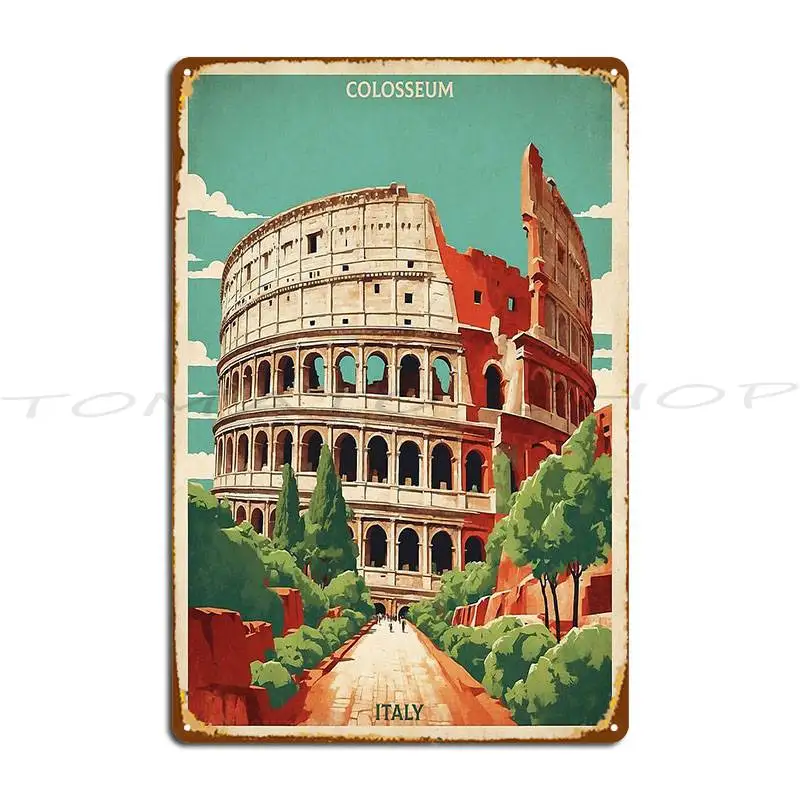 Colosseum Italy Vintage Metal Plaque Wall Decor Designing Living Room Customize Custom Tin Sign Poster