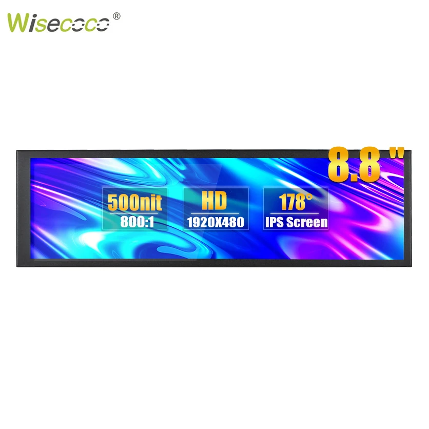 

8.8 inch 1920x480 IPS Monitor AIDA64 CPU Temperature Display HDMI for Cars Monitor GPU Computer Case Sub Screen Raspberry Pi