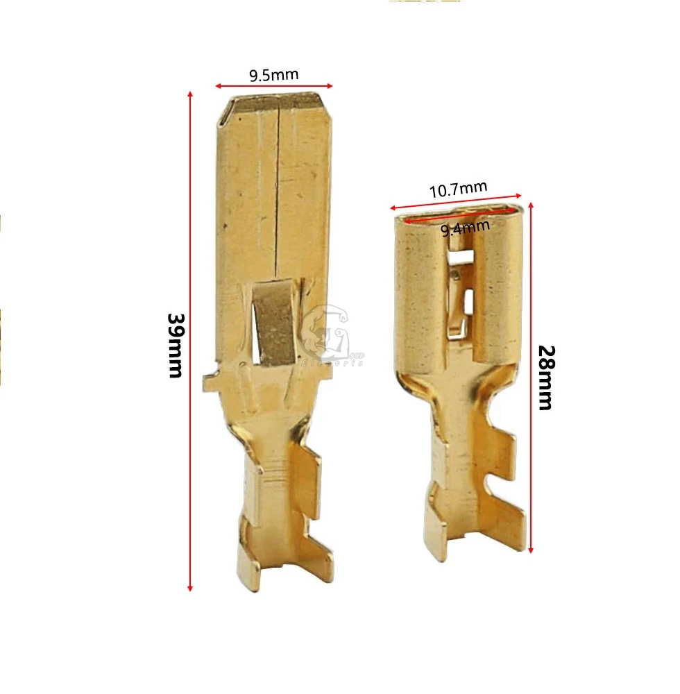 10 /20 set Female Male Spade Crimp Terminals connector, suitable for 2.5-4mm2 Cold pressed terminal of 9.5mm spring insert