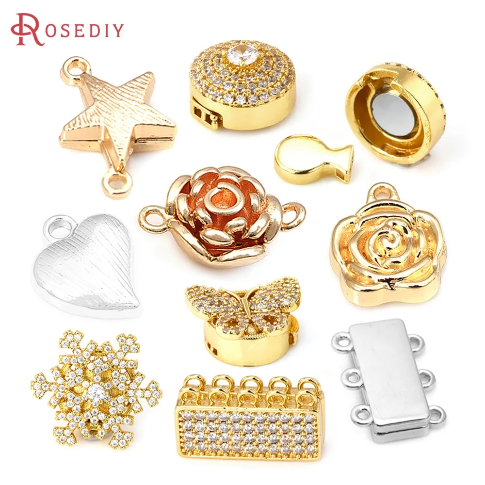 18K Gold Color Silver Color Brass Star Magnetic Necklace Bracelets Connect Clasps Jewelry Making Diy Accessories Materials