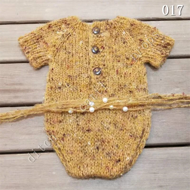 Newborn Photography Props Handmade Knitted Jumpsuit and Headband Studio Clothing