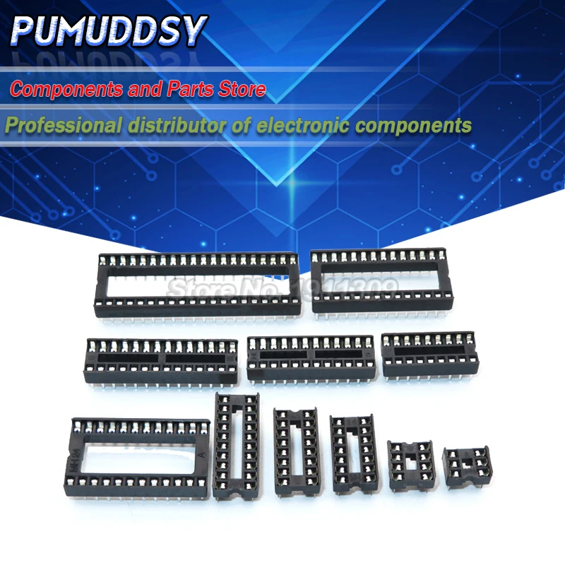 10PCS IC Sockets Adaptor Solder Type Socket 6P 8P 14P 16P 18P 20P 24P 28P 40P pins IC Connector DIP 6 8 14 16 18 20 24 28 40 pin