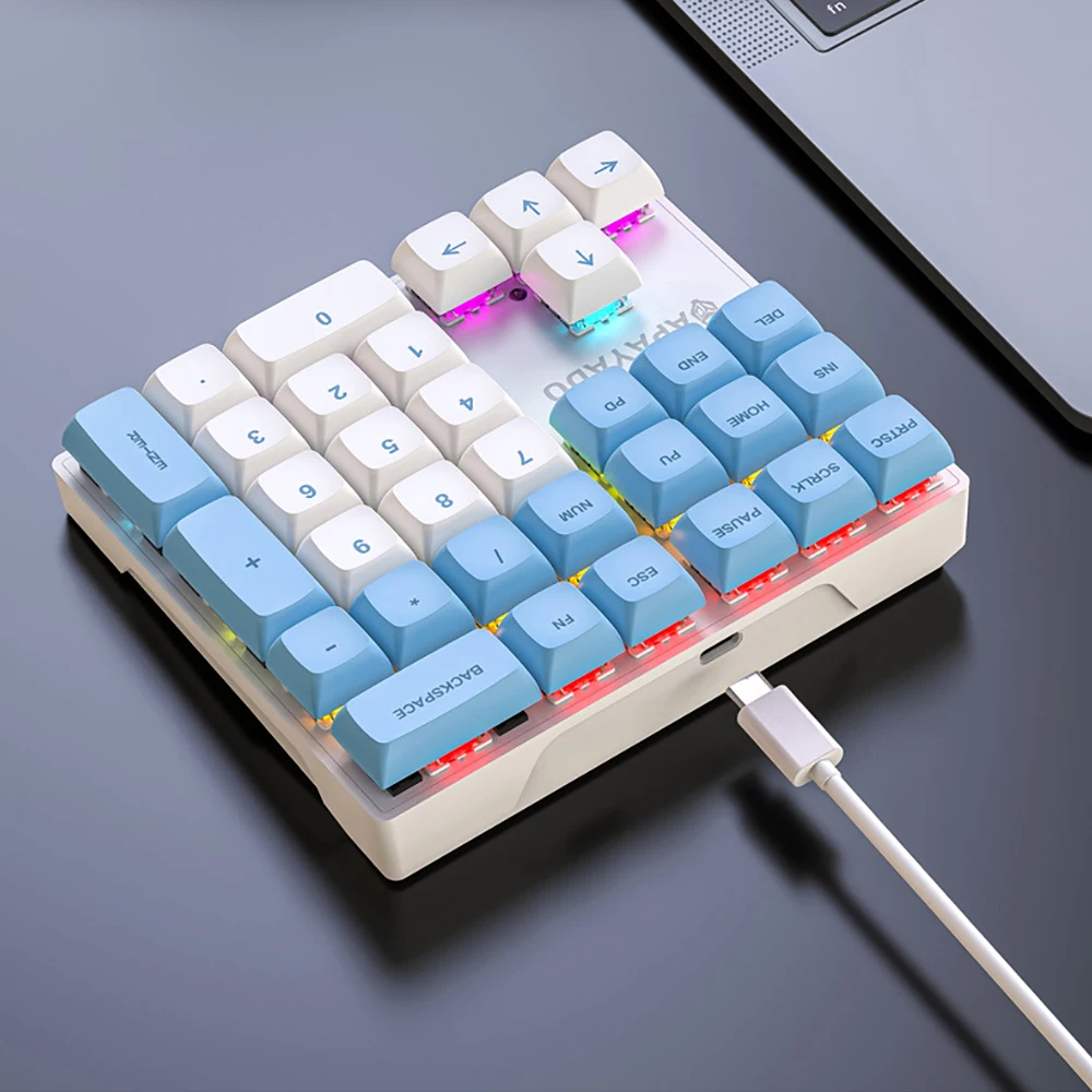 33 Key Wired Mini Mechanical Numeric Keypad with Multi-color Lights Suitable for Finance, Business, Laptop Numeric Keyboard