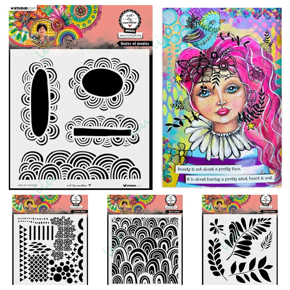 

2025 July New Falling Leaves Deco Waves Art Scrapbooking Stencil for DIY Greeting Card Handmade Decorative Photo Album Diary