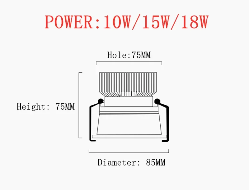 Możliwość przyciemniania wpuszczane przeciwodblaskowe oprawy LED COB 10W 15W 18W lampy sufitowe LED oświetlenie wewnętrzne AC110V/220V