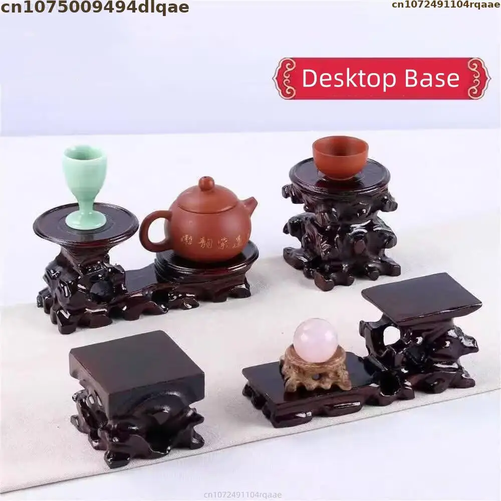 Multi-layer Chinese Style Wood Root Carving Display Stand Retro Wooden Base Shelf for Bonsai Teapot Ornament Home Decor