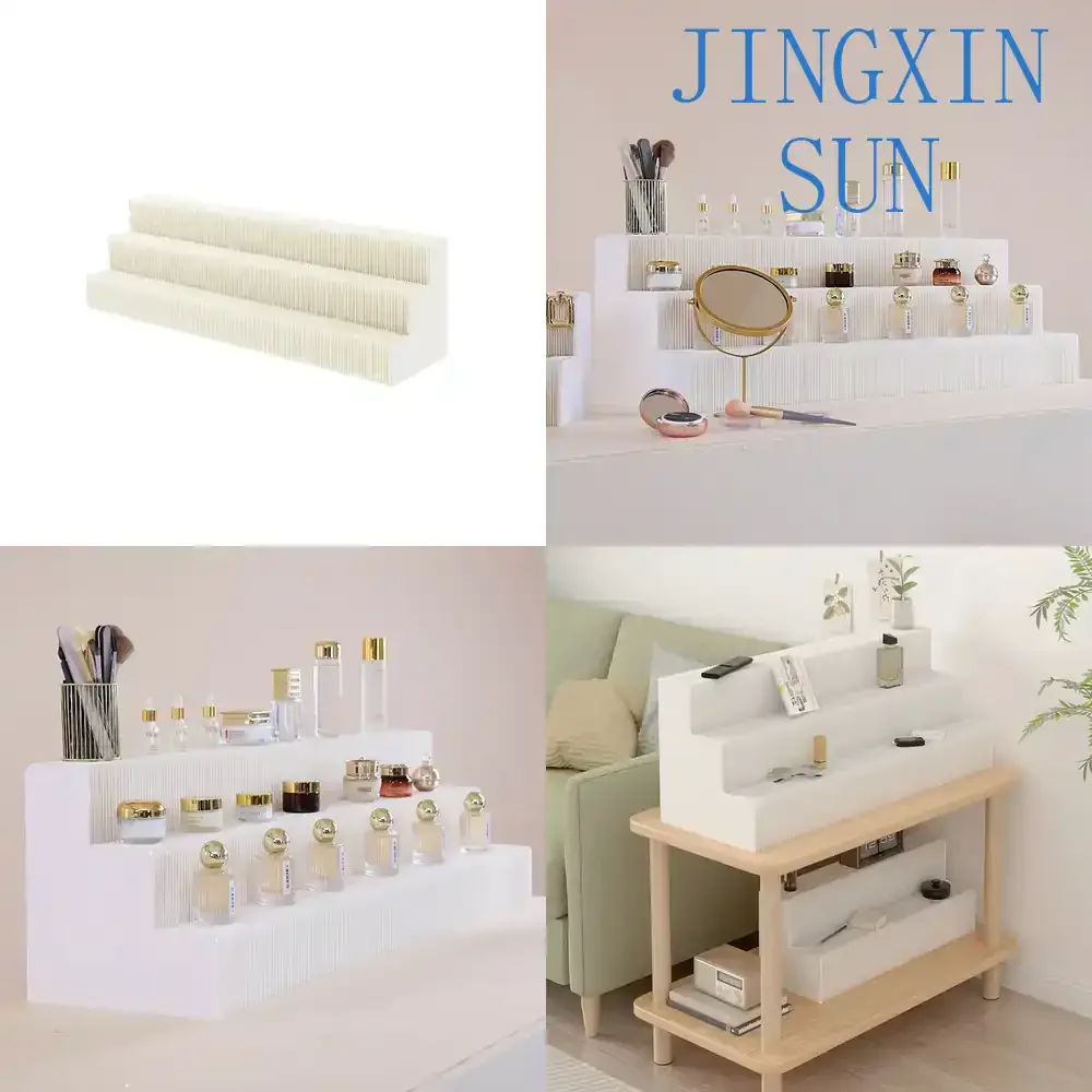 Desktop Display Stand for Cosmetics Multi-layer Strip Foldable Paper Art Show Live Product Display Rack for Retail Store and