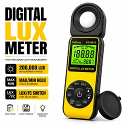 HP-881E Digital Luxmeter 0.1-300000 Lux Light Meter Backlight 270° Rotating Detector Portable Exposure Meter for LED Lights
