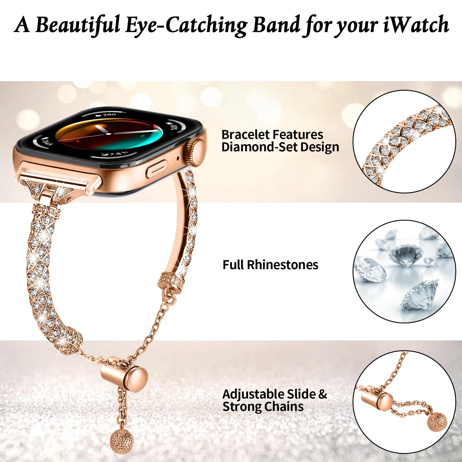 Diamond Stainless Steel band for Huawei Watch Fit 3 Strap Chain Lady Women Bracelet band for Huawei fit 3 Smart Watch Accessory