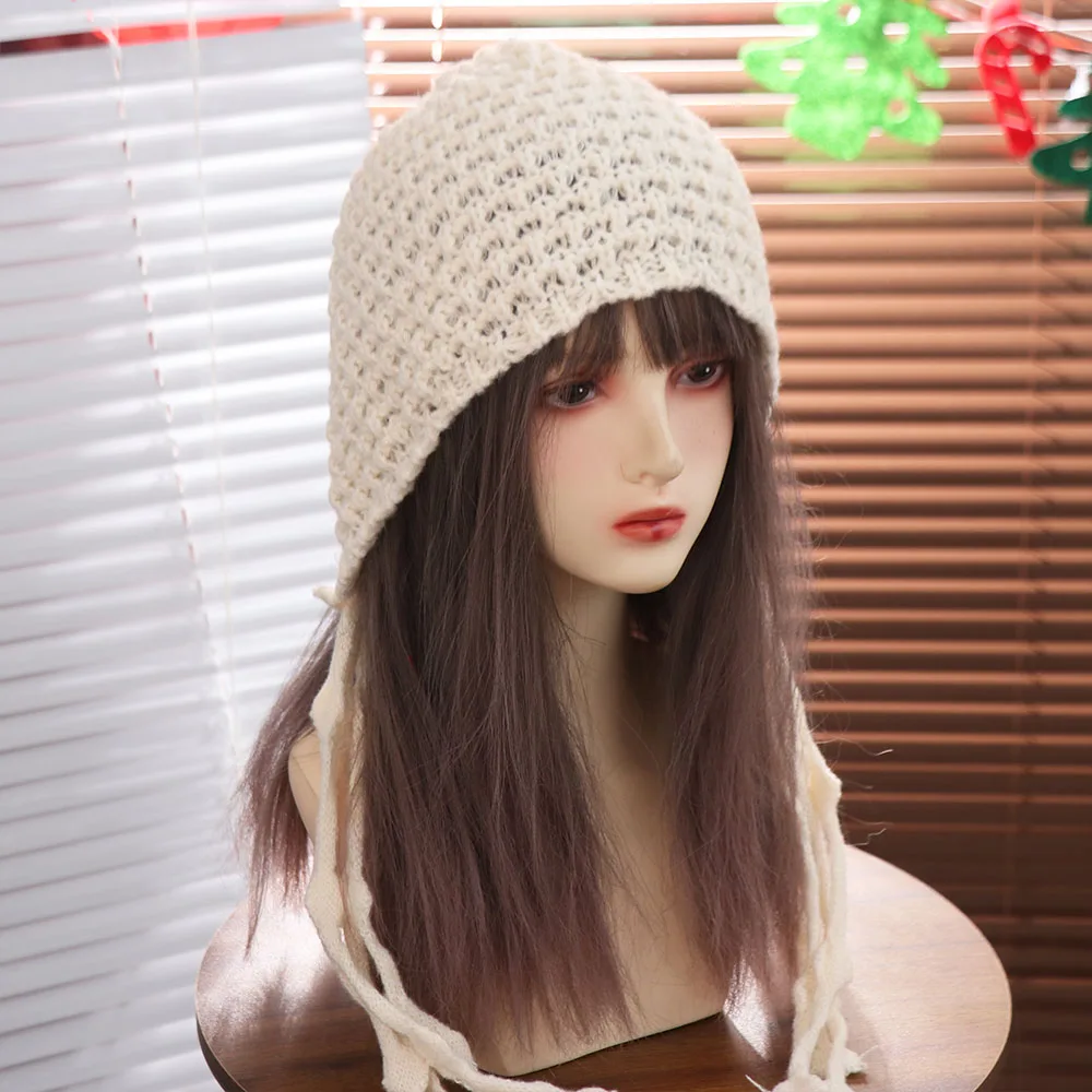 لطيف شرابات الكروشيه محبوك قبعة البوهيمي نمط الجوف خارج متماسكة قبعة الكورية اليدوية العرقية نمط قبعة السفر #1