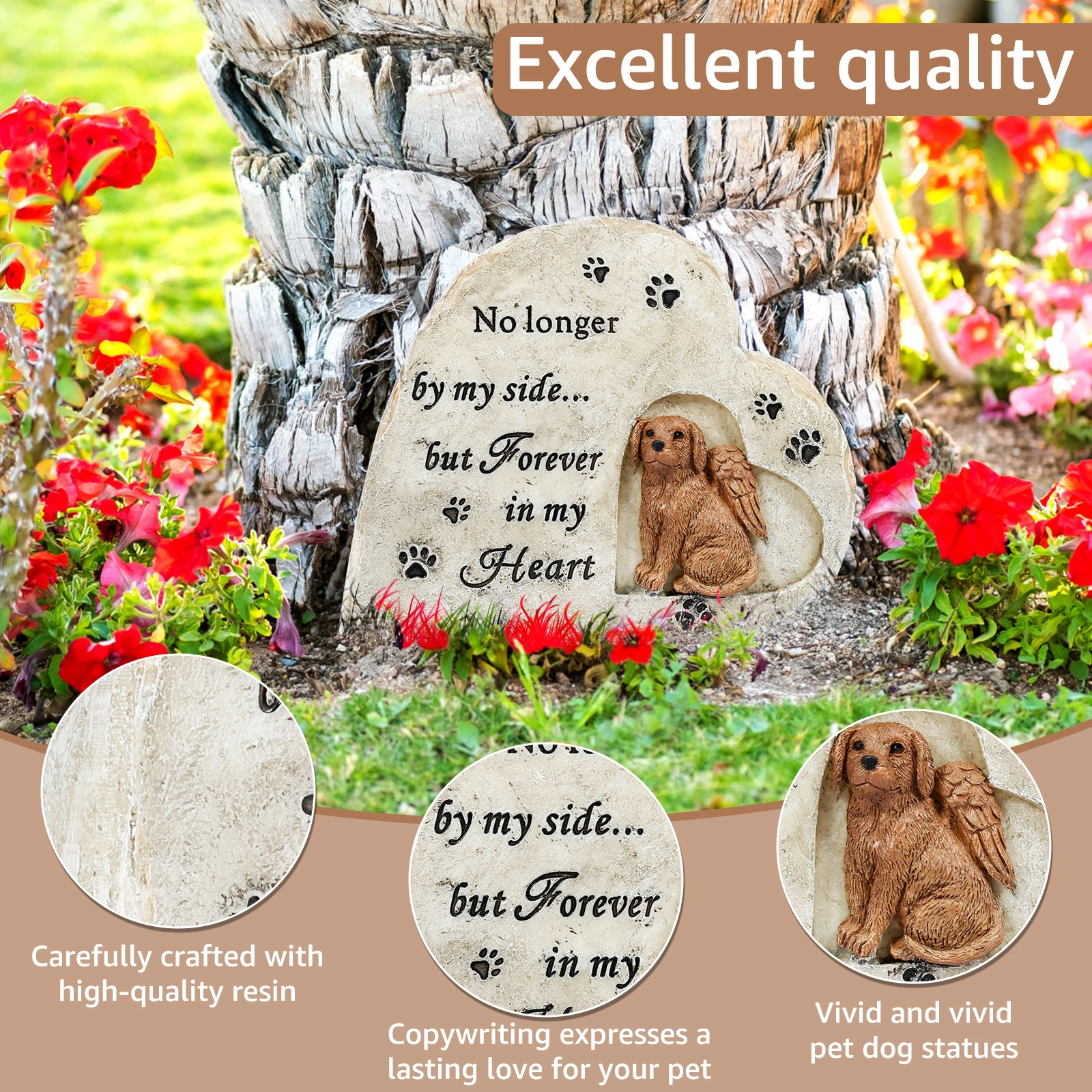 Piedra conmemorativa para perro, estatua de resina para la pérdida de mascotas, pata de perro en forma de corazón, Stepping Garden, regalos para exteriores