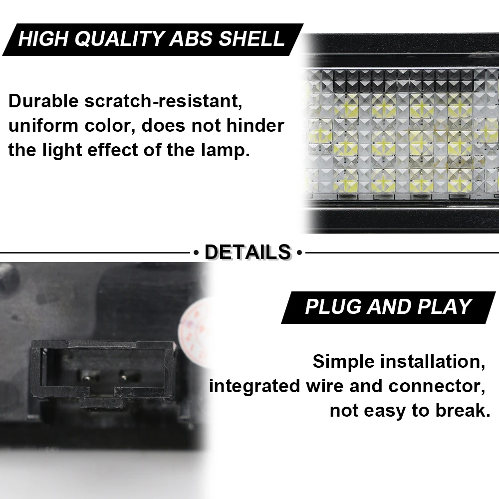 2PCS For VW Tiguan Golf 4 MK4 5 MK5 Variant Touareg Passat B5.5 Bora Porsche Cayenne LED License Number Plate Light Lamp