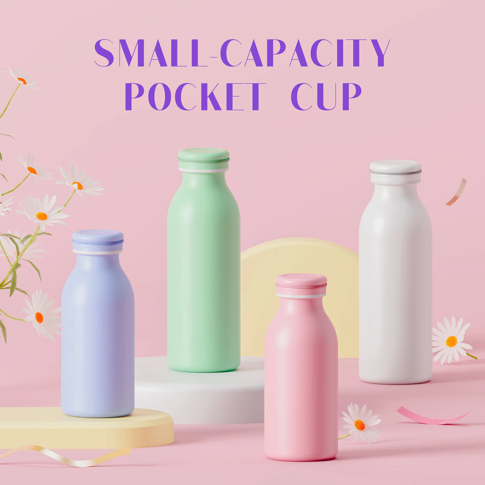 Thermos Cup Female Macaron Metal Cute Student Stainless Steel Water Cup Small Fresh Milk Bottle