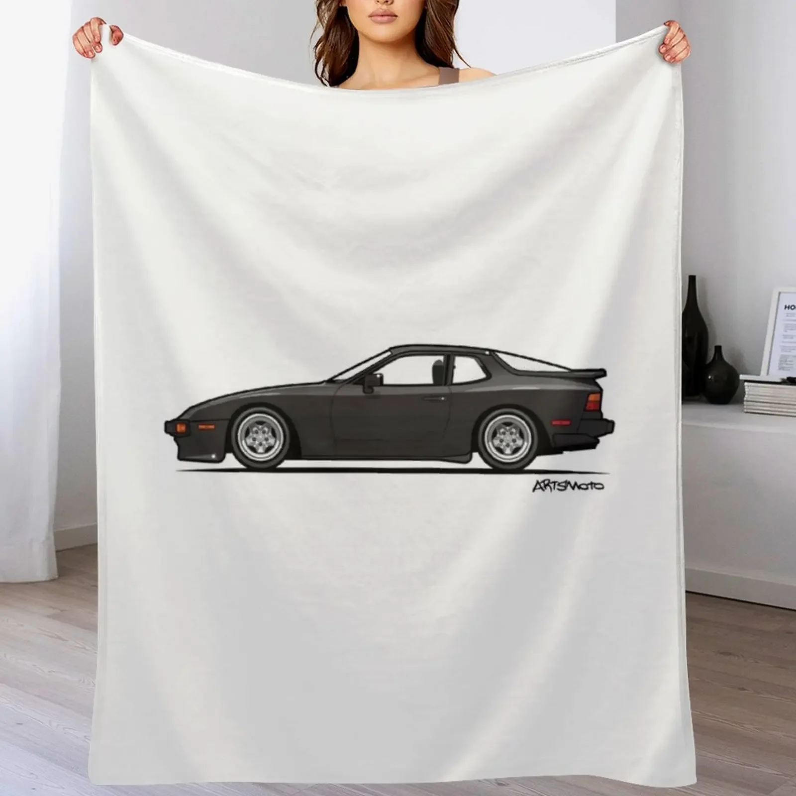 

Black 1986 P 944 951 Turbo US spec Throw Blanket Stain Resistant Cozy Warm Blanket