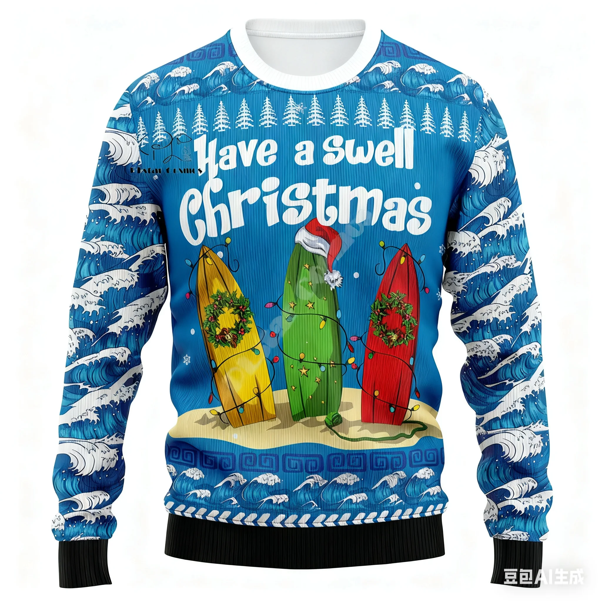 2026 Kerst Kerstman Graffiti Vintage Retro Winter Lelijke Trui 3 Dprint Harajuku Trui Casual Grappige Lange Mouwen