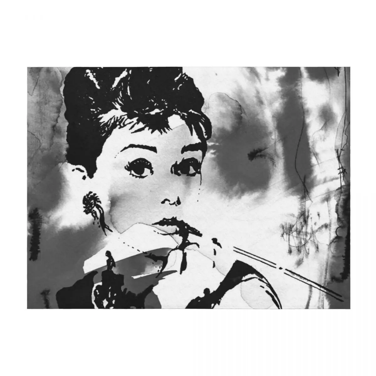 

Audrey in B&W Throw Blanket Plaid Tourist blankets ands For Baby Blankets