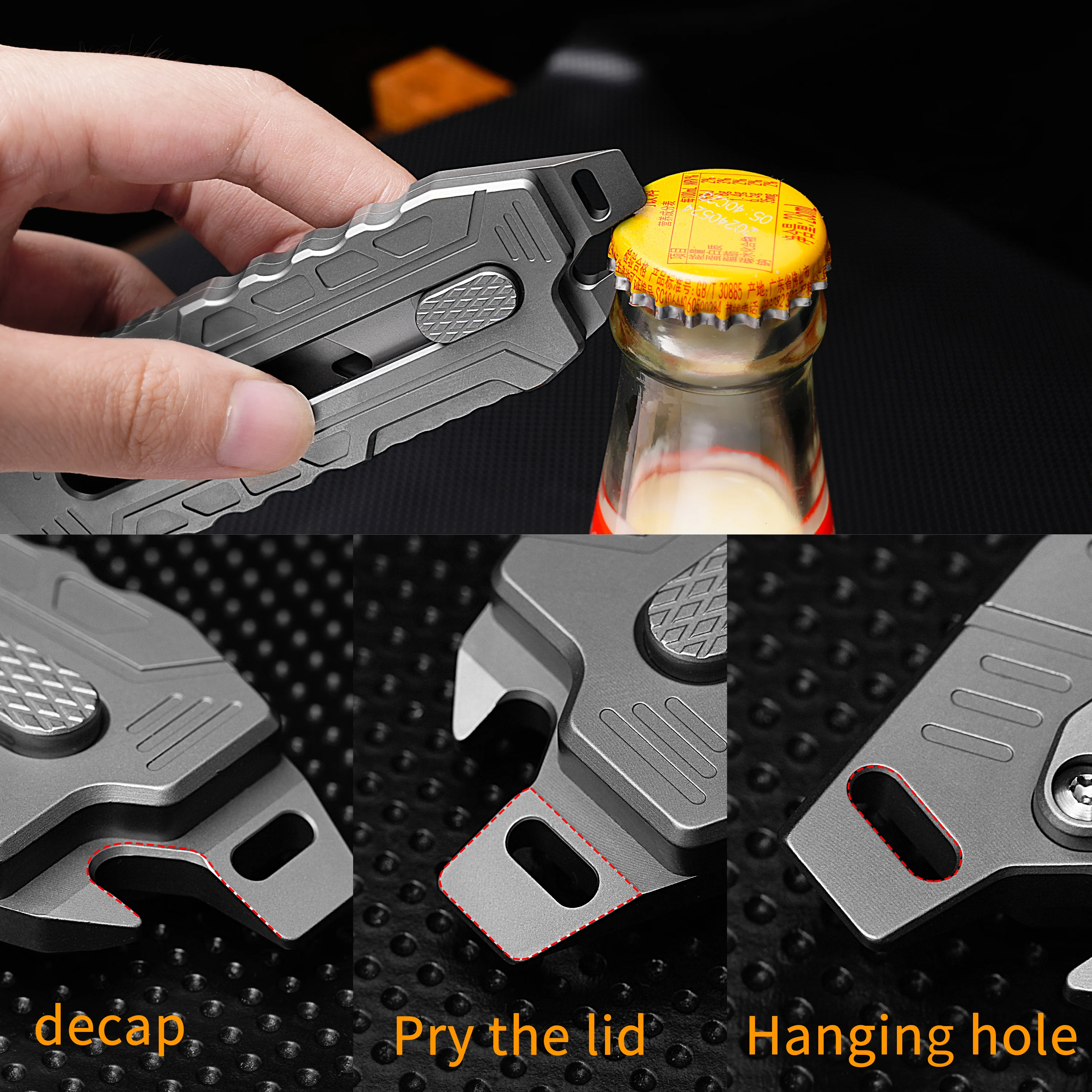 Titanium Alloy Utility Knife Push Pull Pocket Knife Outdoor Survival Multifunctional EDC Tool With 10pcs SK5 Steel Blades