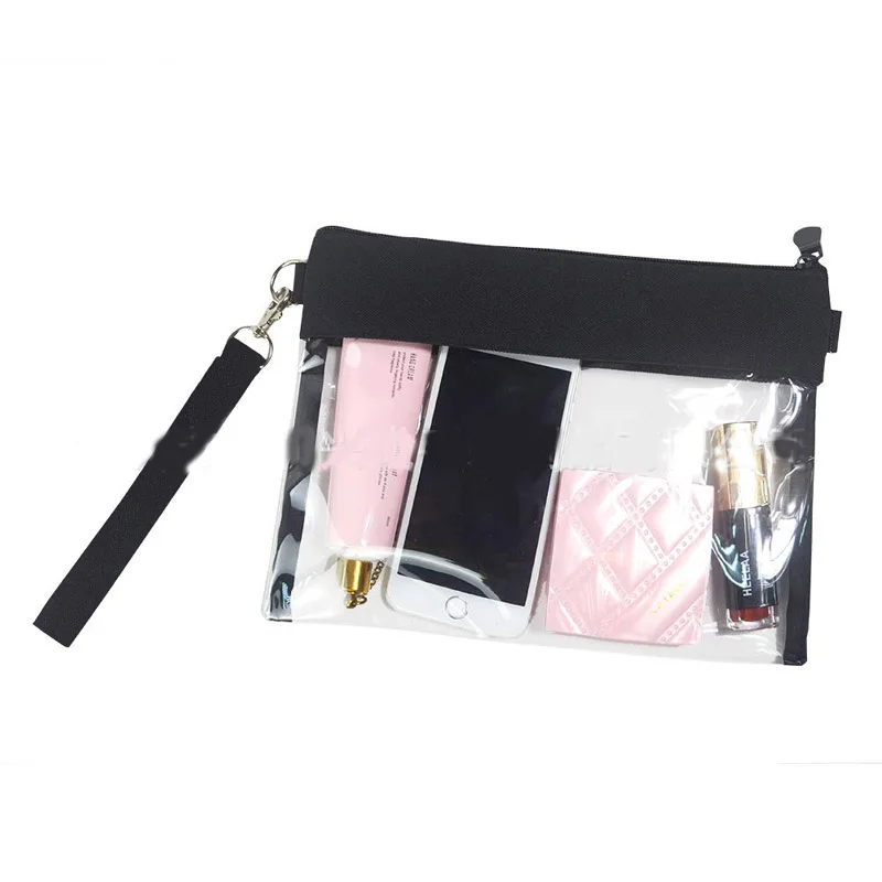 

DHL50pcs Women PVC Black Transparent Patchwork Cross Messenger Bag