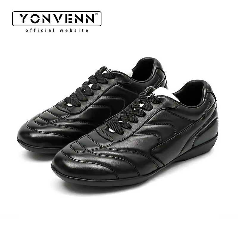 First-grade cowhide racing shoes leather training shoes men's lace-up flat casual shoes football shoes board shoes