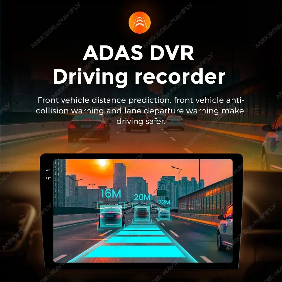ADAS Dash Cam Android Car Radio Player Driving Recorder Night Version Full HD 1080P 170° Wide Angle USB Front View Parking DVR