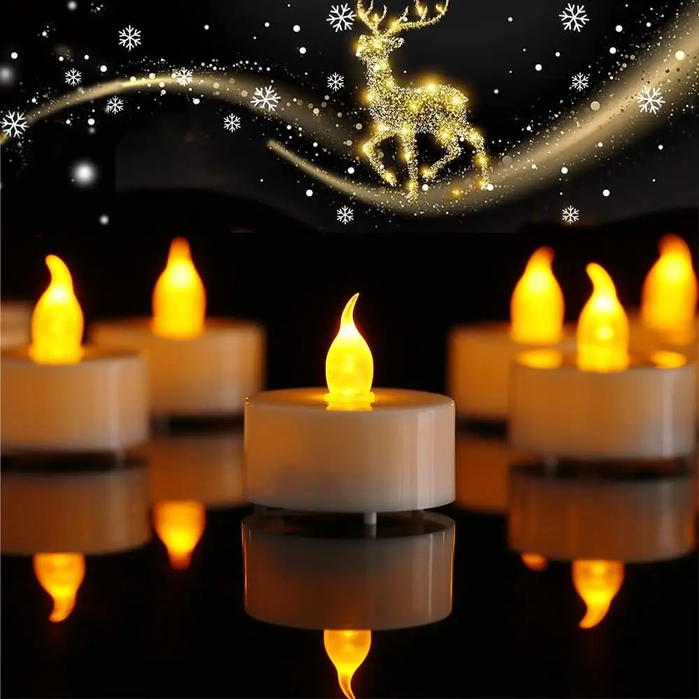 12/24Pc Flameless Flickering LED Tea Light Candles Battery Operated Warm Yellow Electronic Tealight For Aniversary Wedding Decor