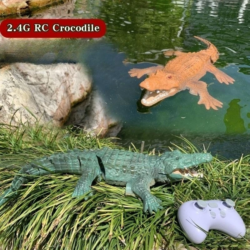 Amphibious Remote Control Crocodile Charging Electric Simulation Animal RC Crocodile Children's Water Game Kids Toy for Boy Gift