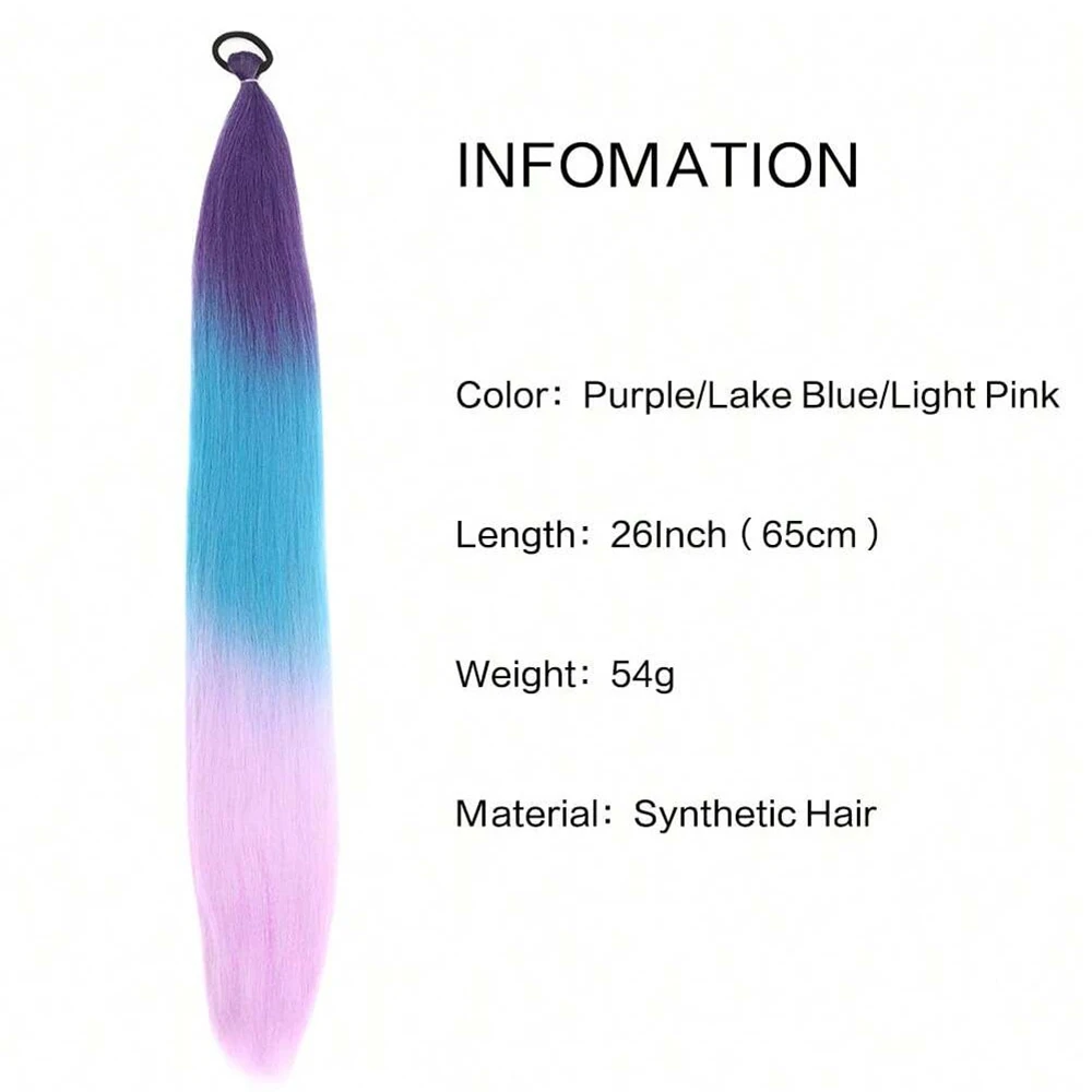 Colorful Hair Extensions Ombre Braid Ponytail Blend Hair Tinsel with Hair Tie Crazy Hair Day Accessories For Women Girls