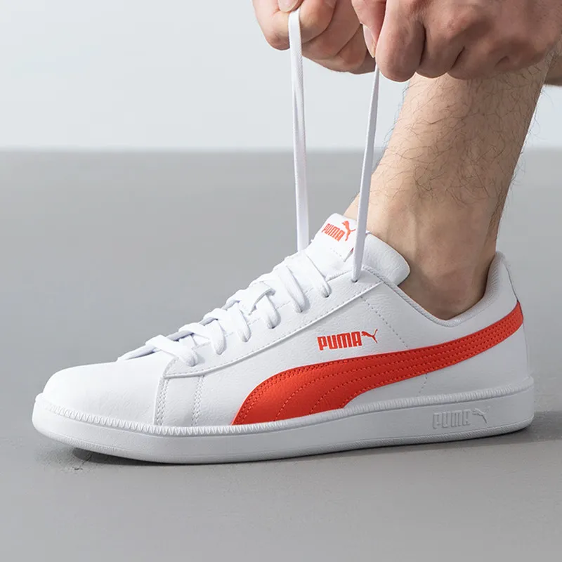 PUMA 372605-50 Low Leather Skate Shoes Classic Formstrip Logo Lightweight Casual Walking White Red Daily Sneakers