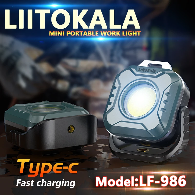 LiitoKala LF-986 Mini-werklamp LED + COB 500LM Type-C Oplaadinterface 5V1A Ingang Ingebouwde 1200mAh-batterij Zaklamp