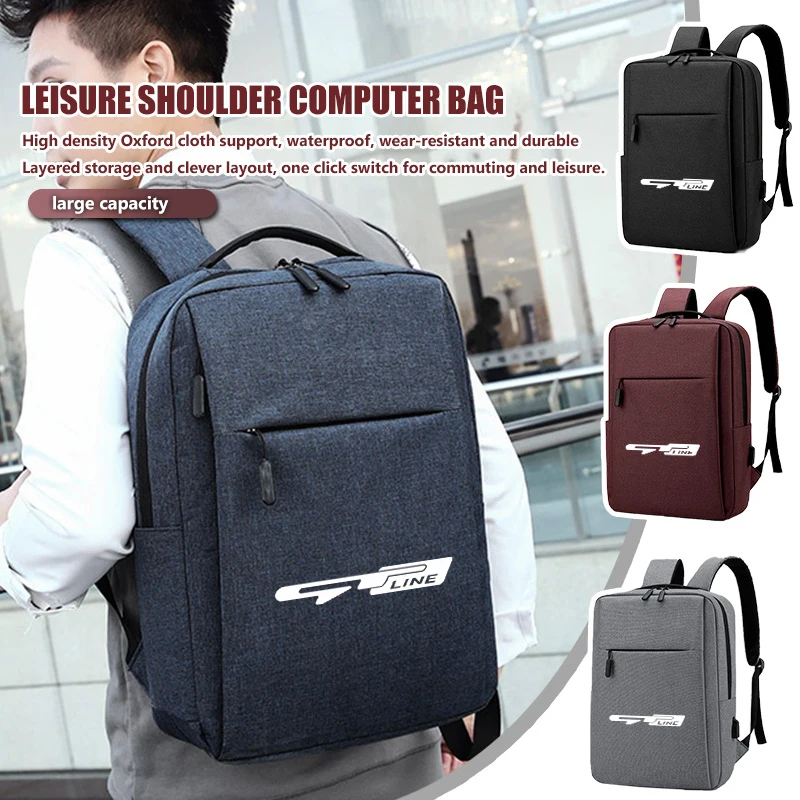 Women Men Oxford Cloth Backpack Business Bag Car USB Charge Storage Bag For KIA K5 K2 Optima Soul Spectra Niro Cadenza Sephia