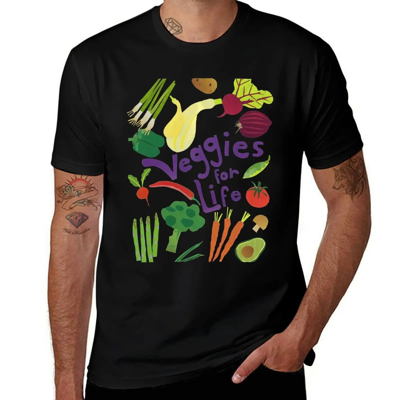 Veggies for Life T-Shirt Large Size Soft Cotton T-Shirt