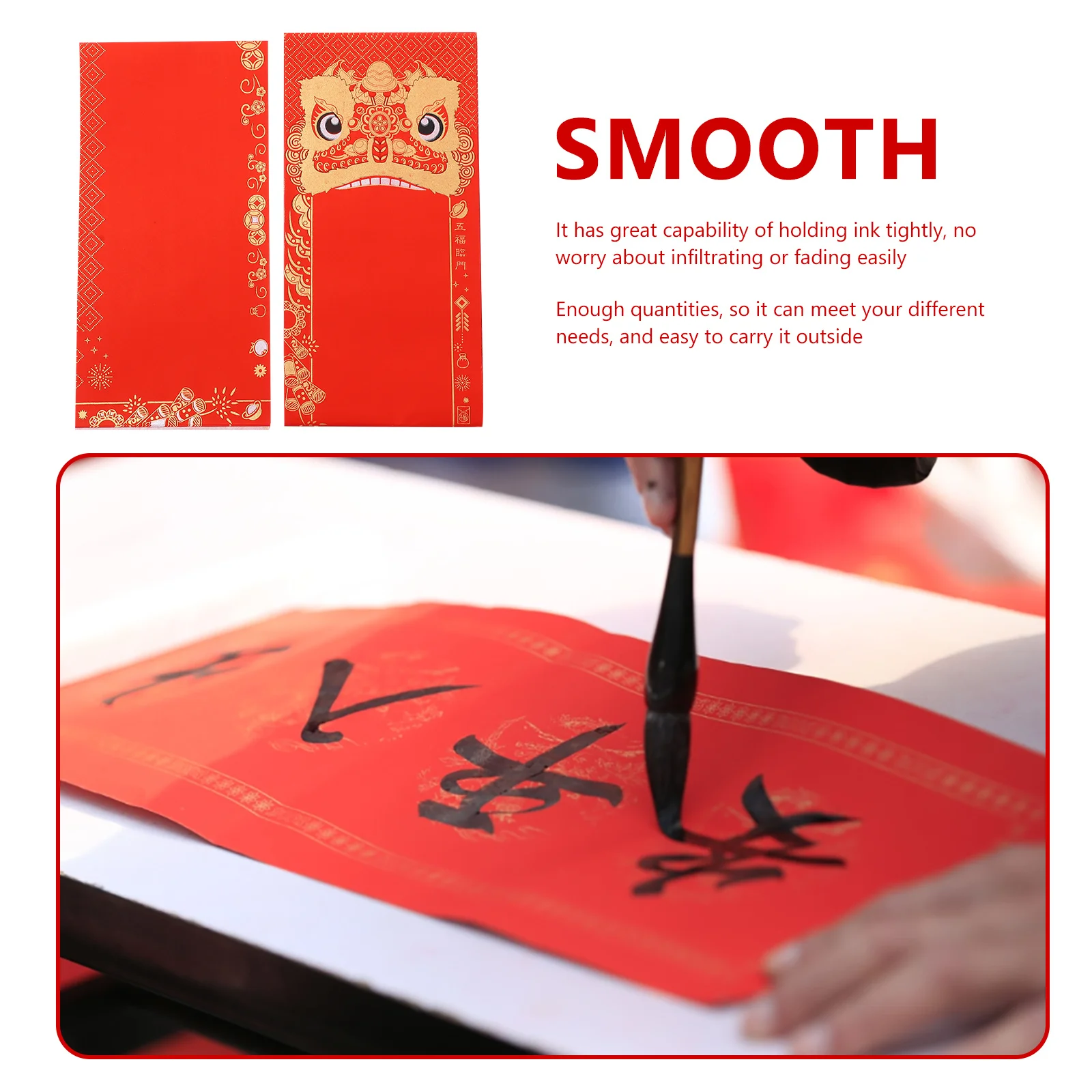 10 juegos de papel rojo Xuan en blanco, bricolaje, coplas para Festival de Primavera, Material de escritura, soporte de tinta Superior, ligero y compacto