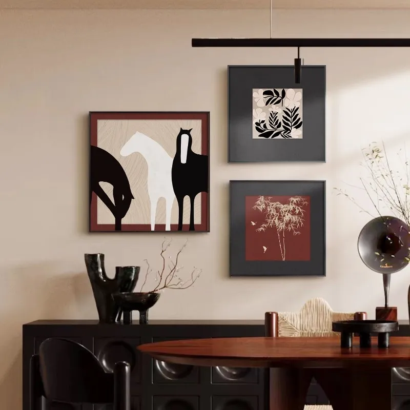 Medieval style dining room decorative painting French retro dining room hanging painting abstract high-end niche living room