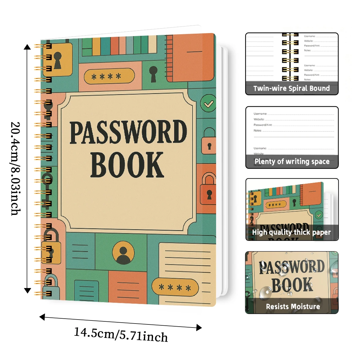 สมุดจดรหัสผ่าน A5, ที่จัดระเบียบบัญชีอินเทอร์เน็ตและข้อมูลเข้าสู่เว็บไซต์, หมวดบันทึก, สมุดจดรหัสผ่านที่สมบูรณ์แบบสำหรับการจัดการความปลอดภัยทางไซเบอร์