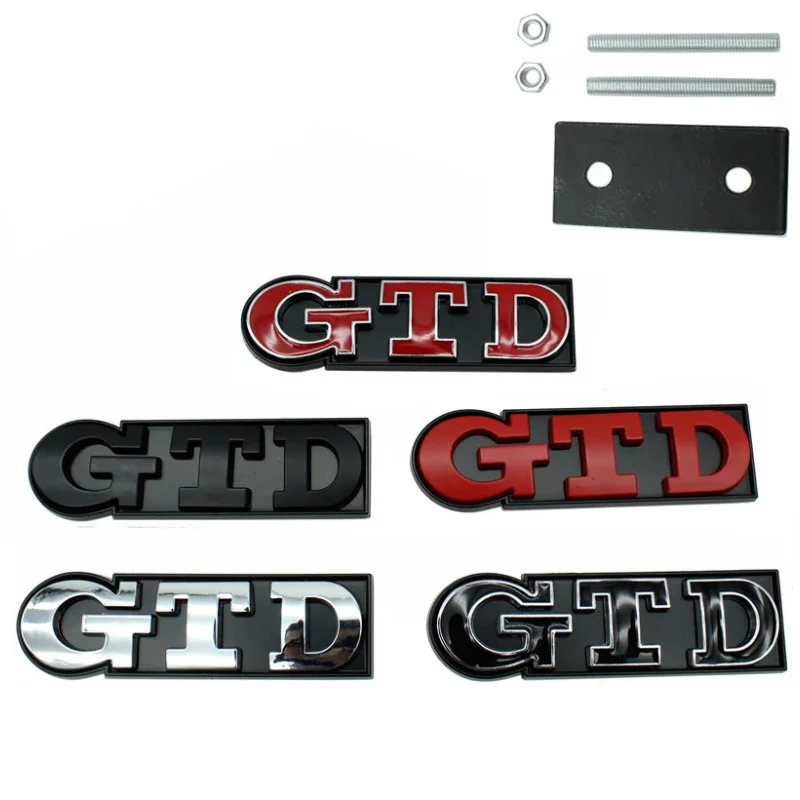 3d Metal Black Red Logo GTD Emblem Letters Car Front Grill Badge Trunk Decal For 4 5 6 7 MK4 MK5 MK6 MK7 GTD Accessories