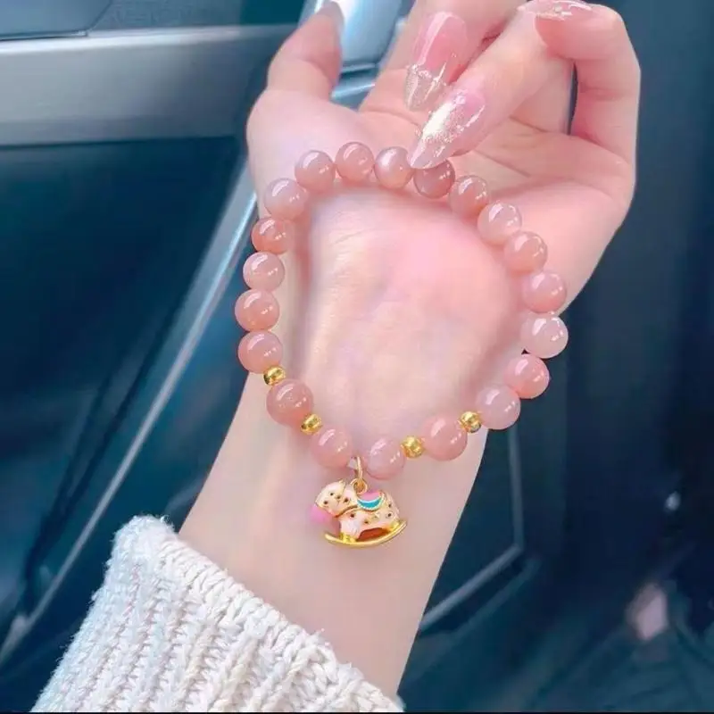 Korean Ins Sweet Horse Pendant Beaded Bracelet Ashion Fine Jewelry Couple Holiday Gifts Beaded Chain Accessories Gifts For Women