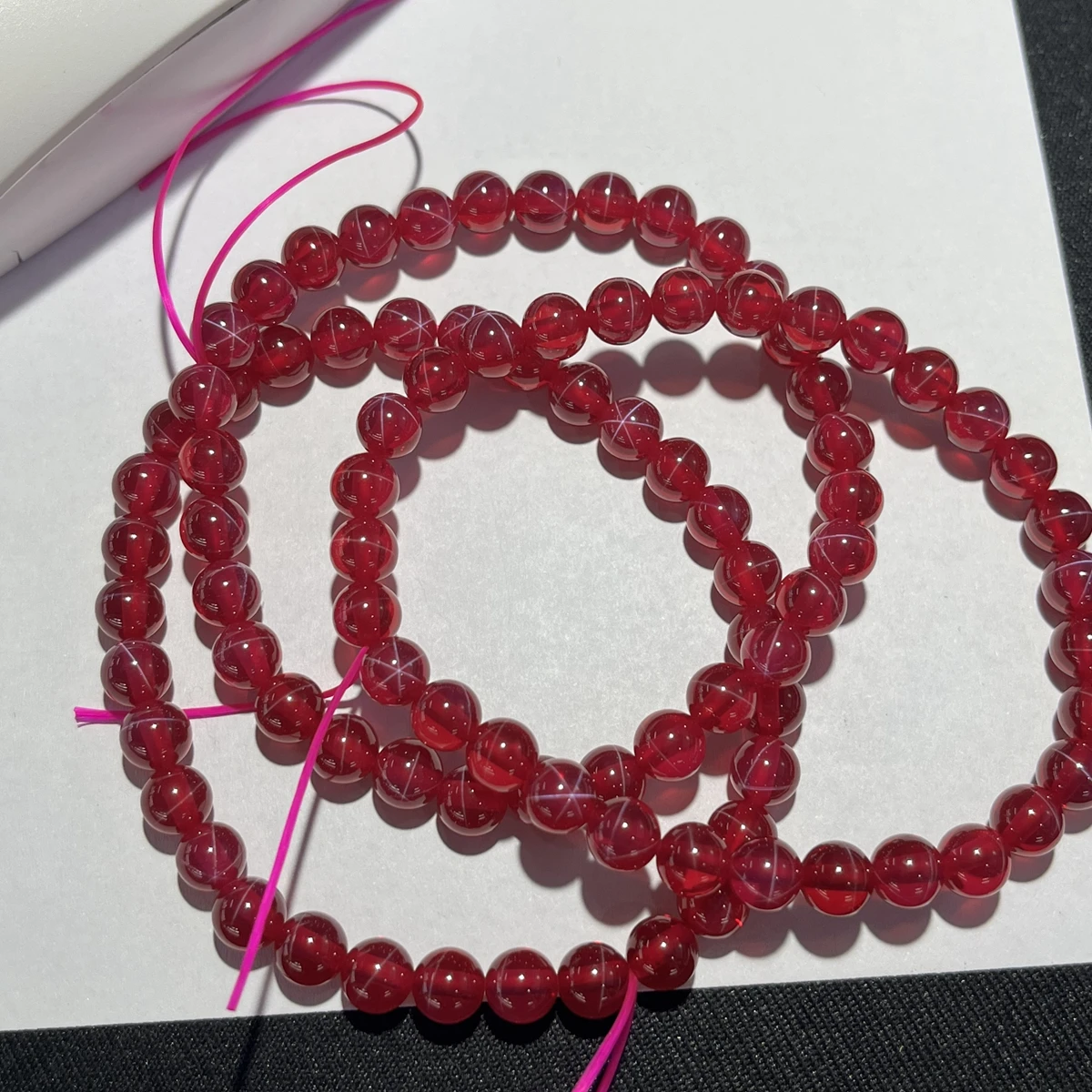 6mm Synthetic Star Red Corundum Beads Star Ruby Round Beads For Bracelet Jewelry Making