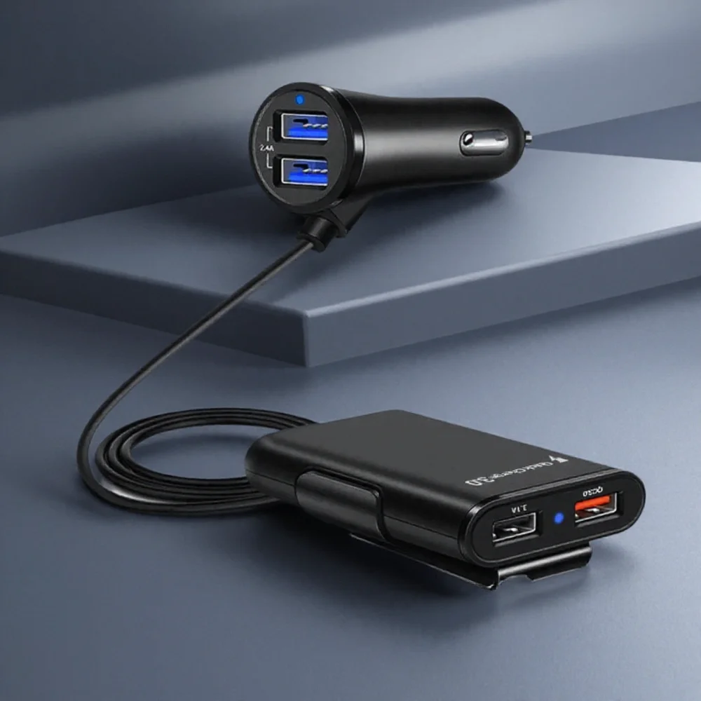 4-Port-USB-Autoladegerät-Adapter 2,4 A vorne 3,1 A Schnellladung 30 Rücksitz-Schnellladung für Fahrzeuge