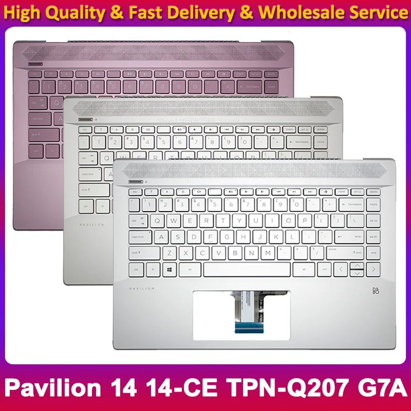 

Новая оригинальная американская клавиатура для ноутбука HP Pavilion 14 14-CE TPN-Q207 G7A, верхний верхний чехол с упором для рук и клавиатурой с подсветкой L19191-001