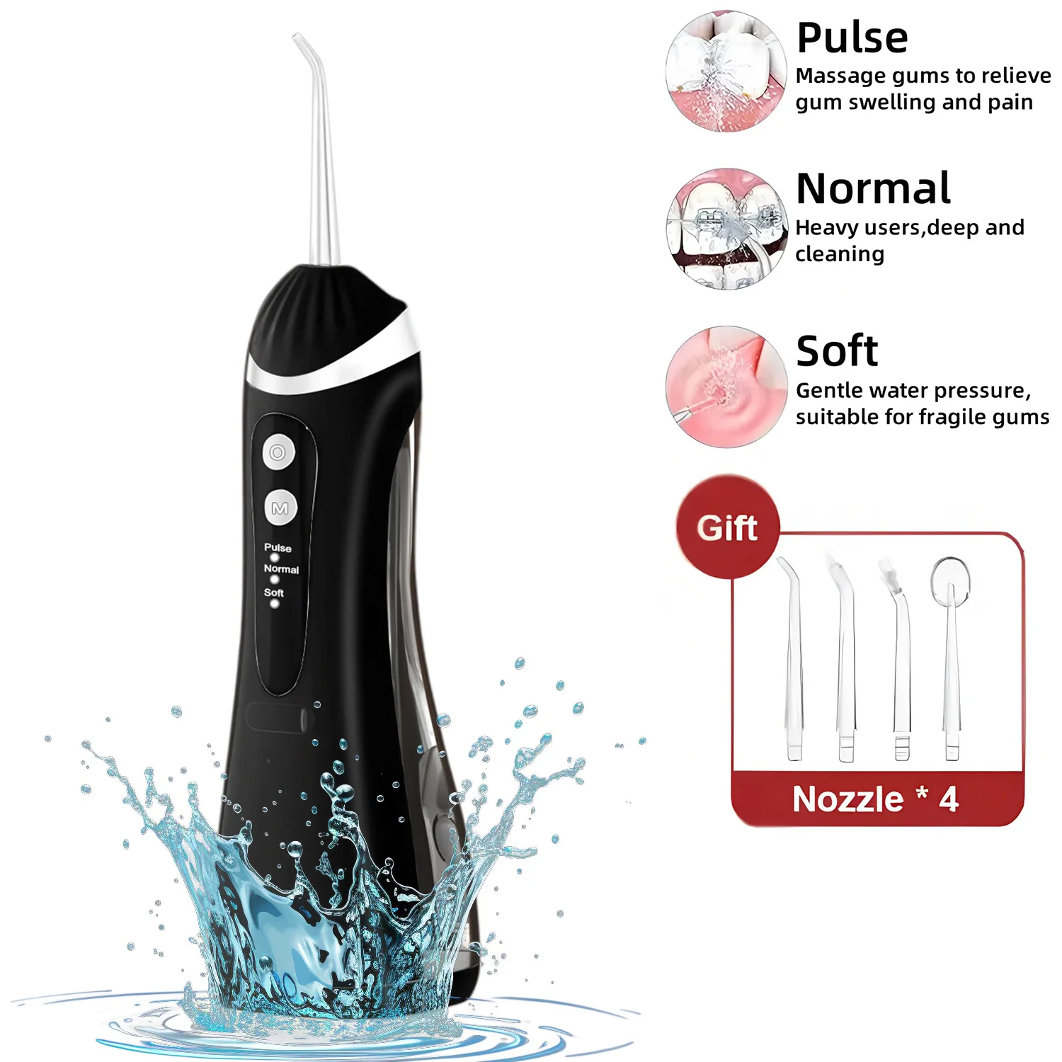 

Интеллектуальный ручной ирригатор для полости рта, 3 режима чистки, портативный перезаряжаемый стоматологический ирригатор для воды, струйная нить для зубов