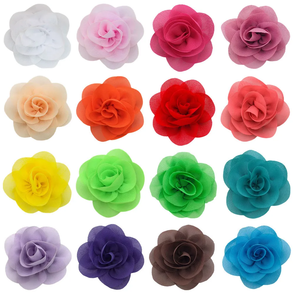 

500pcs In Stock 5cm Chiffon Three-dimensional Rose Headwear Accessories Clothing Children's Shoes