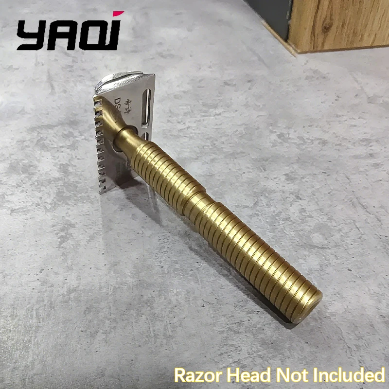 2026 Flash Sale YAQI 88mm Solid Brass Material Safety Razor Handle for Men Comfortable Shaving
