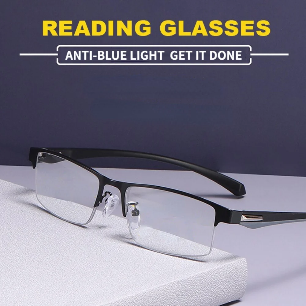 

FG Blue light and radiation proof half frame men's business presbyopia glasses +1.0-+4.0