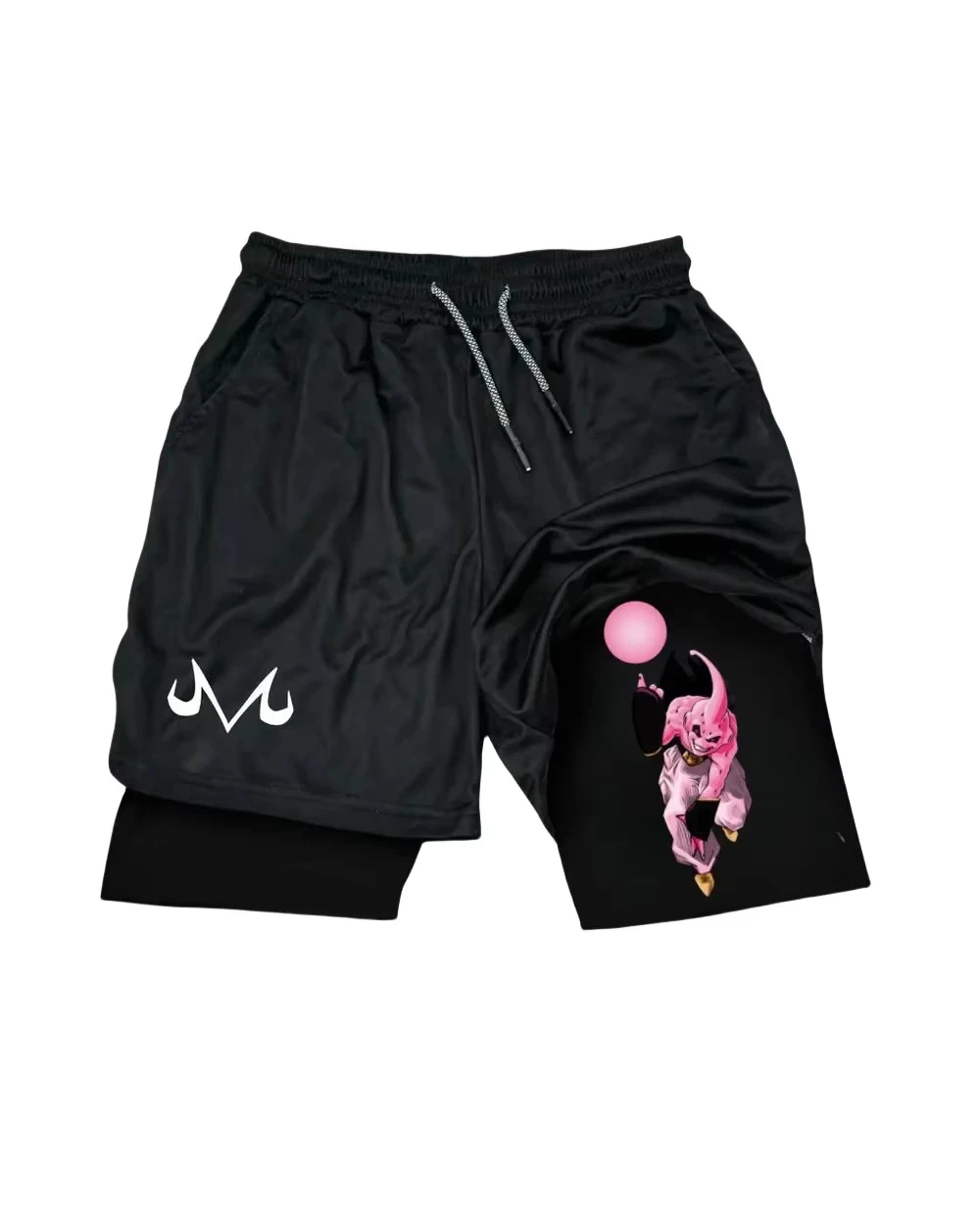 Dragon Ball Majin Buu Sport Shorts with M Logo and Anime Character Print Loose Fit Quick Dry FabriAnime men's sports shorts