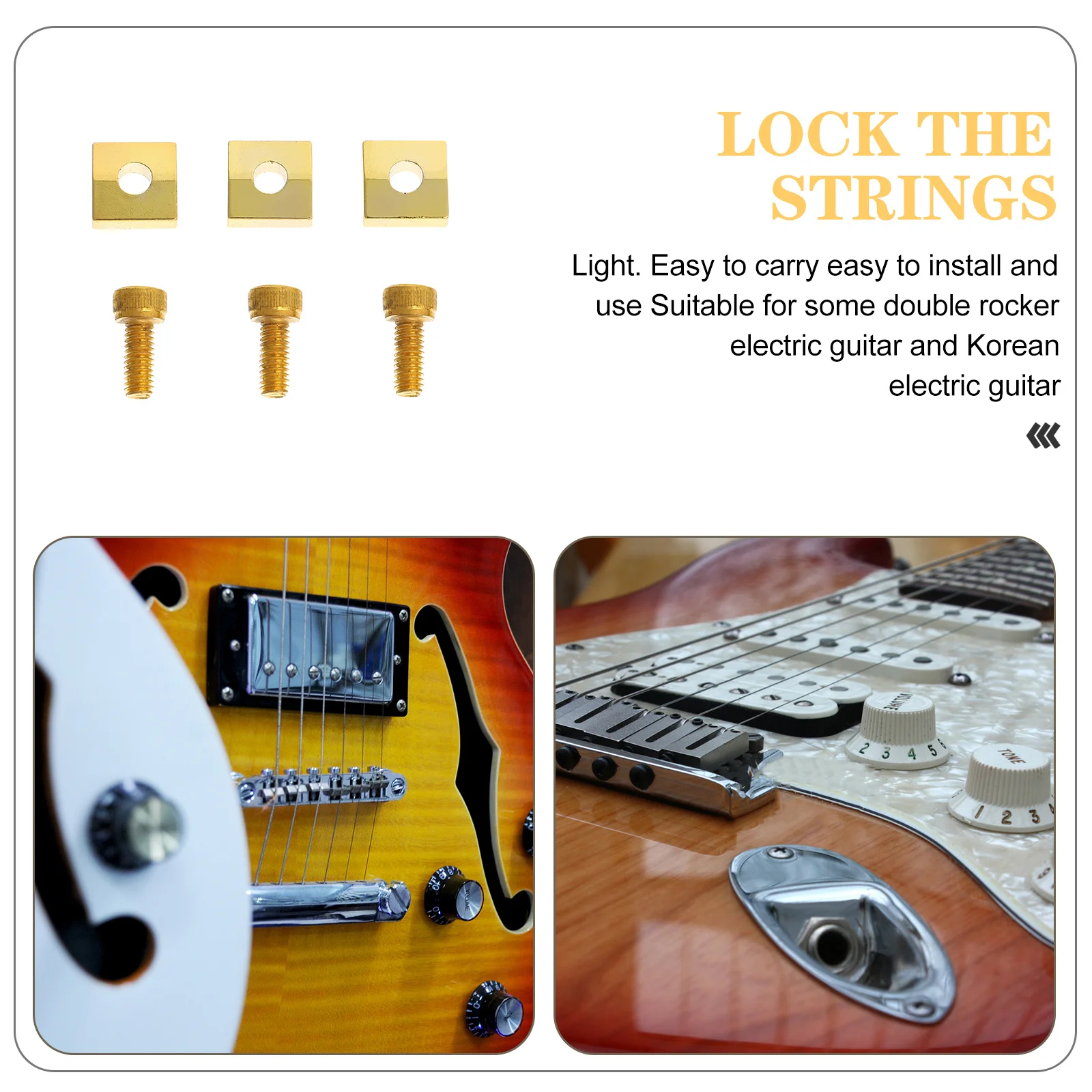 

1Set Guitar String Plates Iron Locking Nut Clamps Electric Guitar Mounting Block String Holders Accessories Locking Nut Blocks