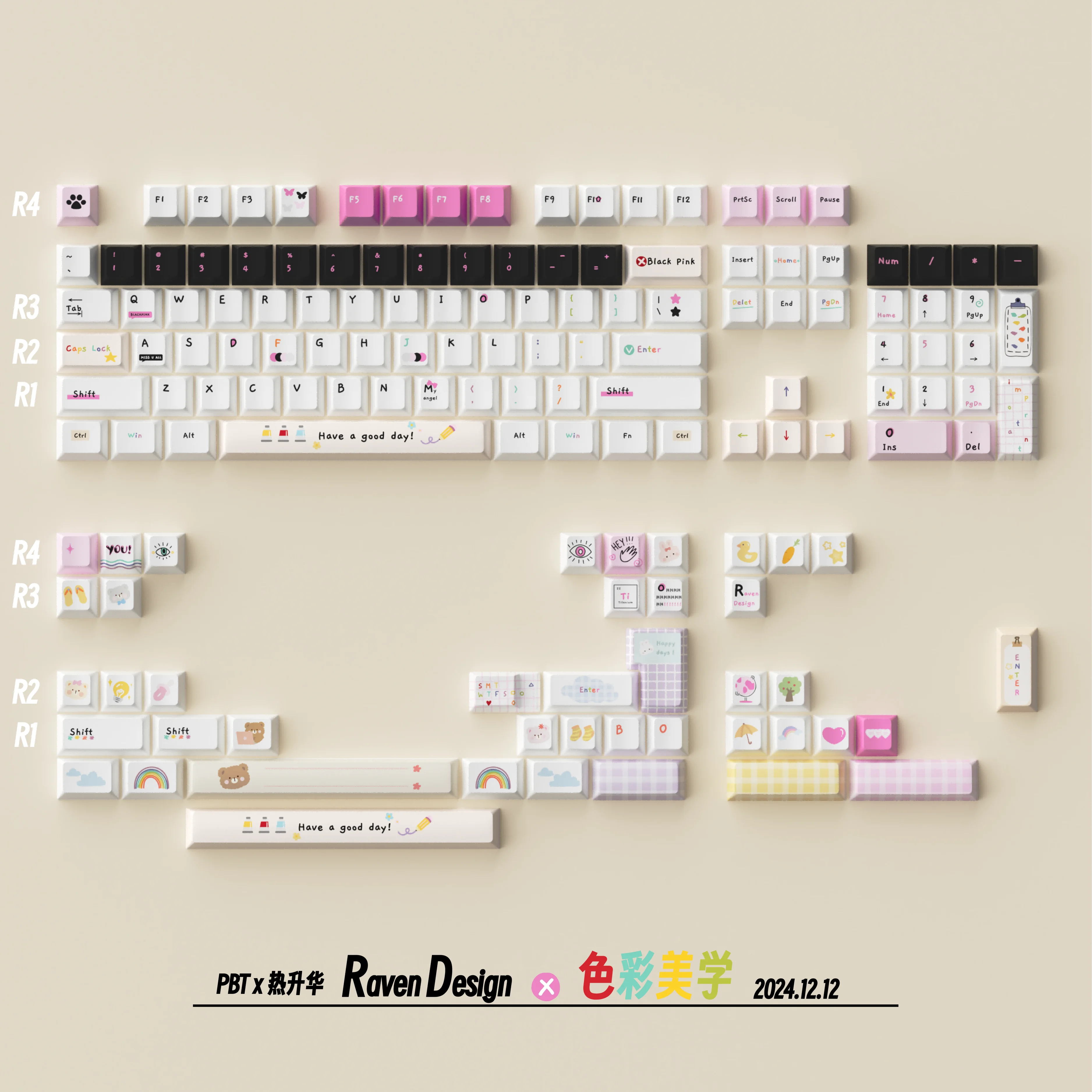 Keycaps Simple White 2.25/2.75/7U Space Bar Cute Pink 147Keys Full Set Alice Layout Suitable For L-Shaped Enter Key