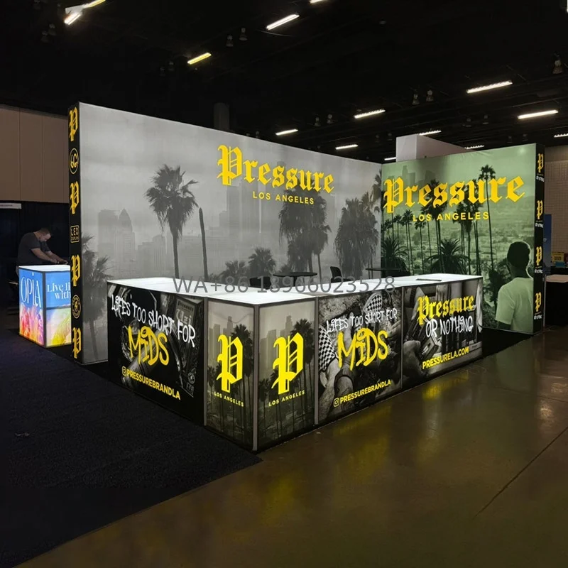 20X20 Foot Portable Trade Show Booth Backdrop Modular Exhibition Booth Design Fair Stand Tradeshow Booth Display with Counter